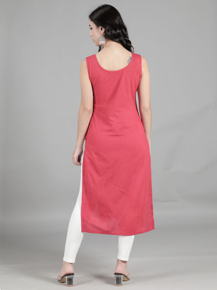 Carrot Pink Cotton Long Slip for Chikan Kurta