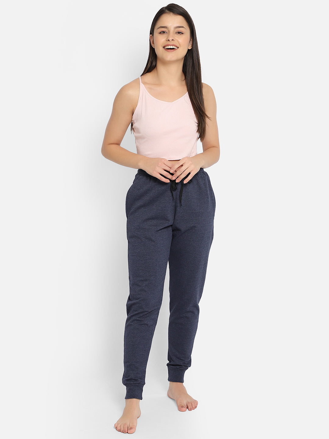 Chic Basic Cuffed Joggers In Navy