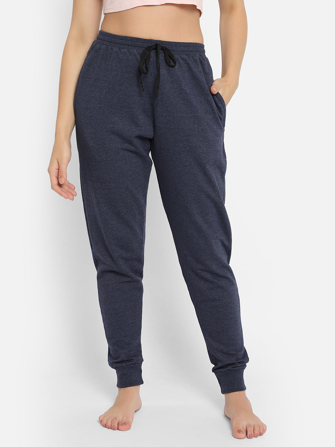 Chic Basic Cuffed Joggers In Navy