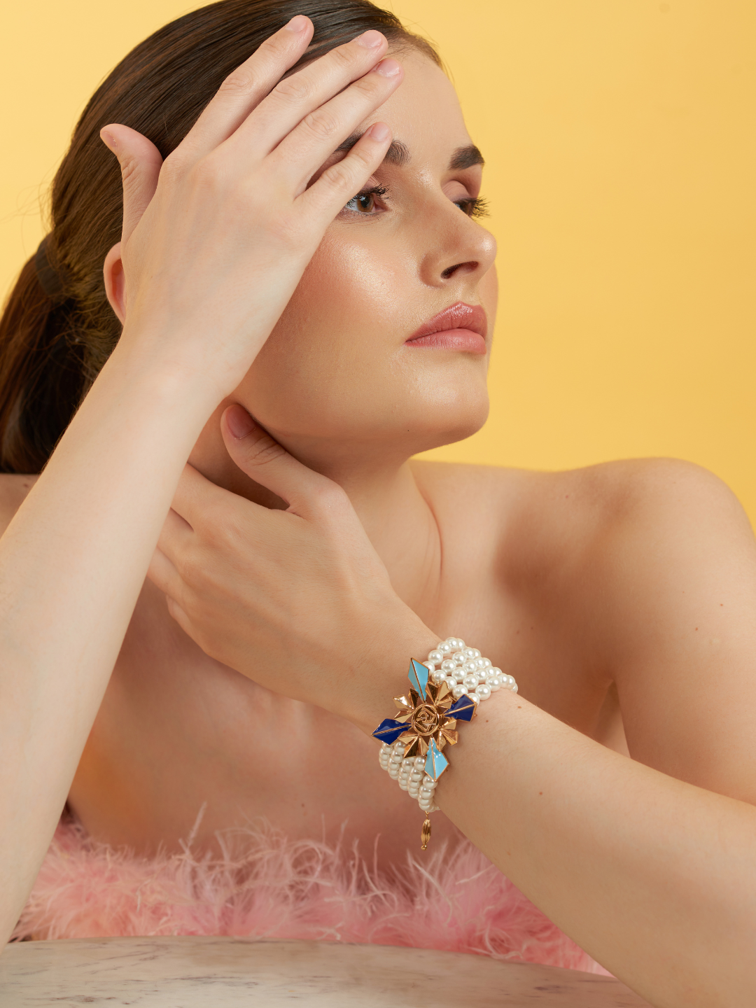 Clarisse Blue Enamel Pearled Bracelet