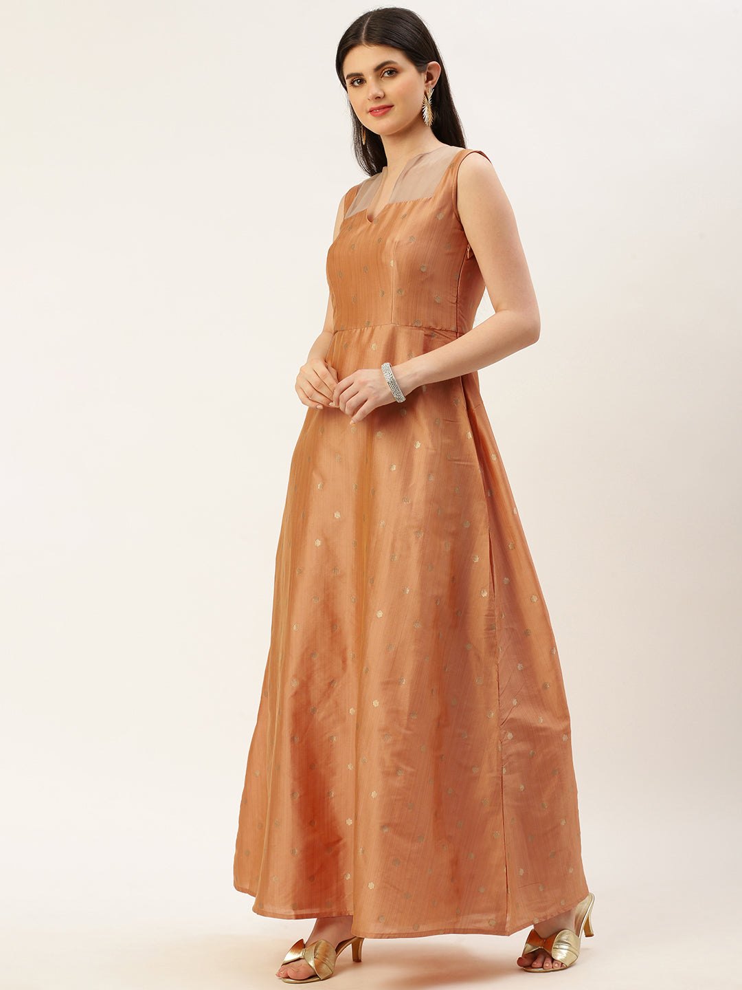 Silk copper hot sale dress