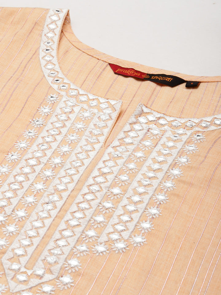 Coral Embroidered Kurta With Palazzos Dupatta
