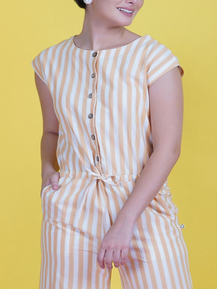 Cotton-Yellow-Stripe-Buttoned-Front-Jumpsuit