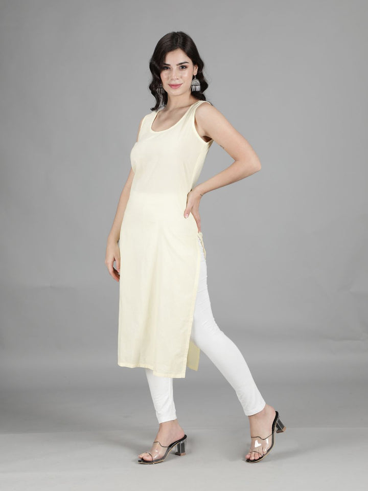 Cream Cotton Long Slip for Chikankari Kurta