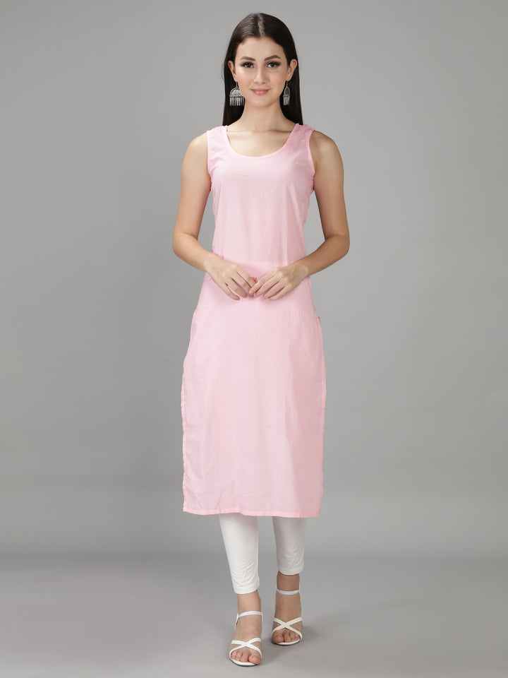 Crepe Pink Georgette Chikan Kurta with Slip