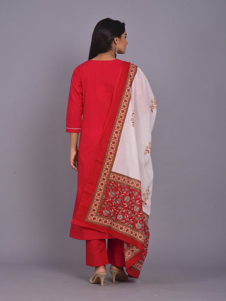 Crimson Red Kurta Dupatta Pant Set