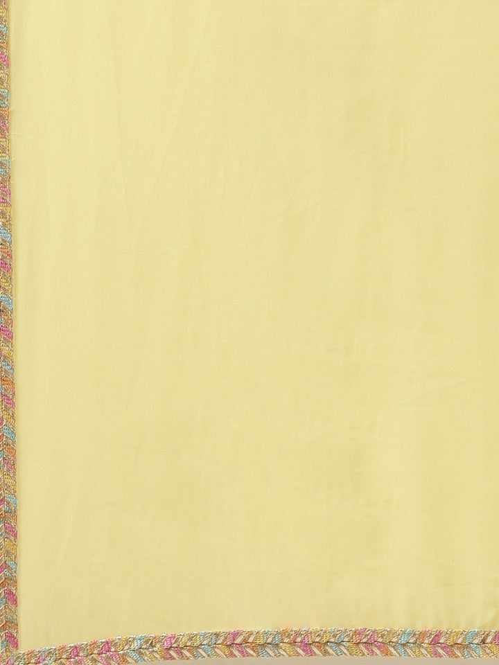Cute Pink & Yellow Georgette Embroidered Lehenga Set