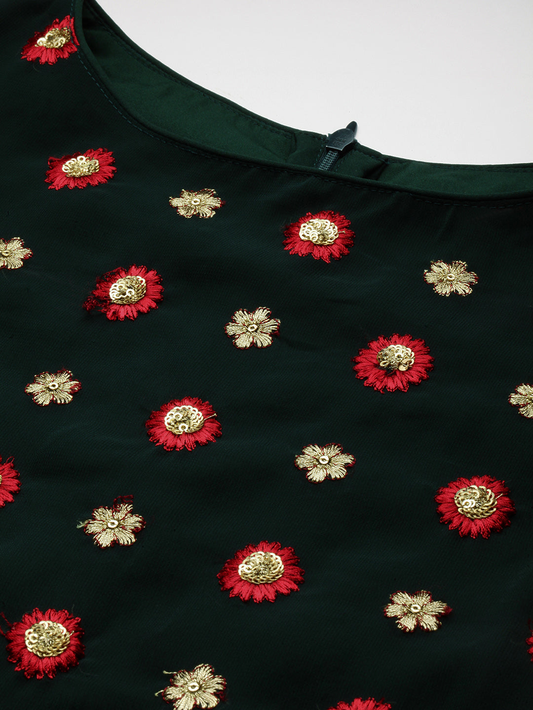 Dark Green Embroidered Asymmetrical Gharara Suit