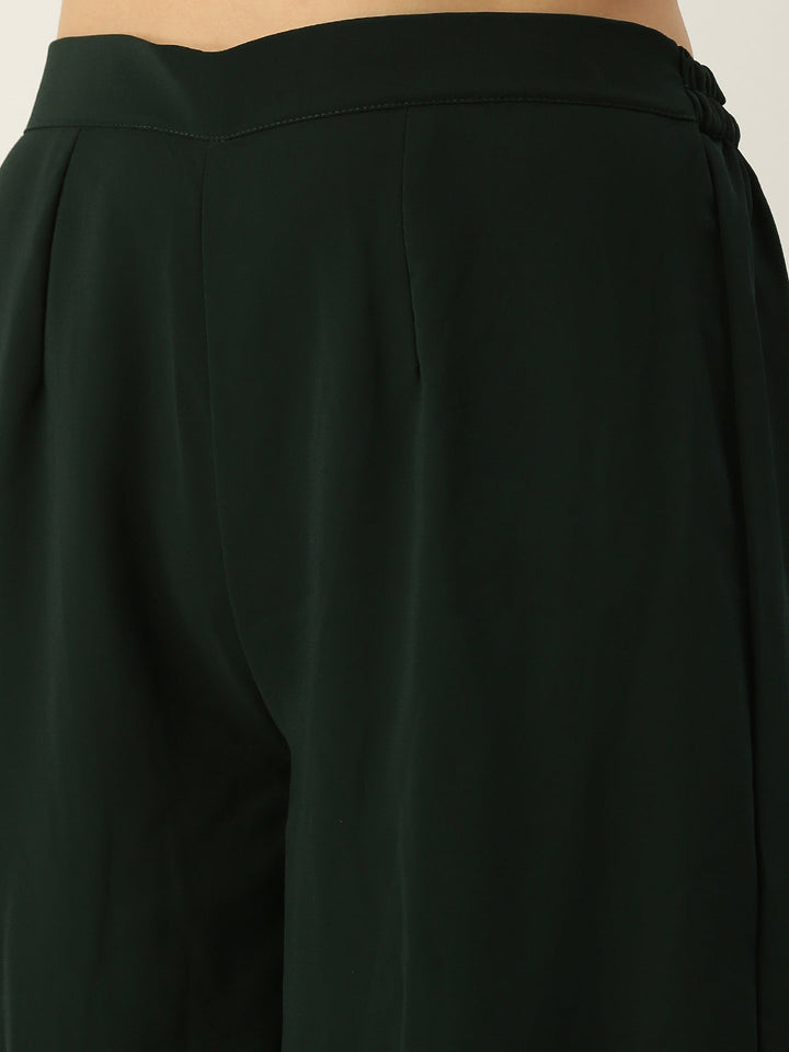 Dark Green Embroidered Asymmetrical Gharara Suit