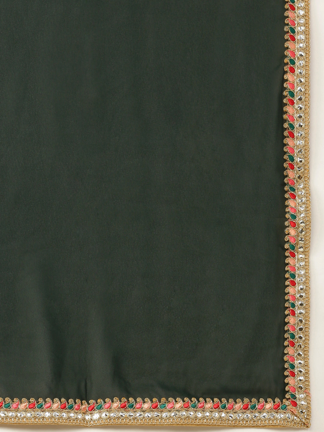 Dark Green Embroidered Asymmetrical Gharara Suit