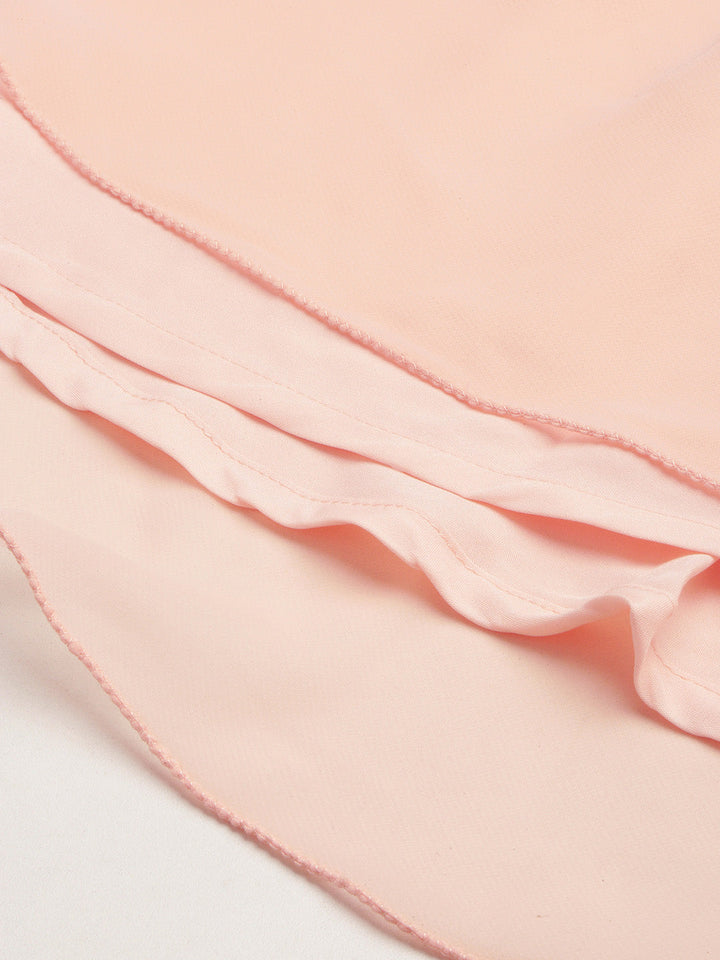 Dark-Grey-Georgette-&-Peach-Pleated-Gown