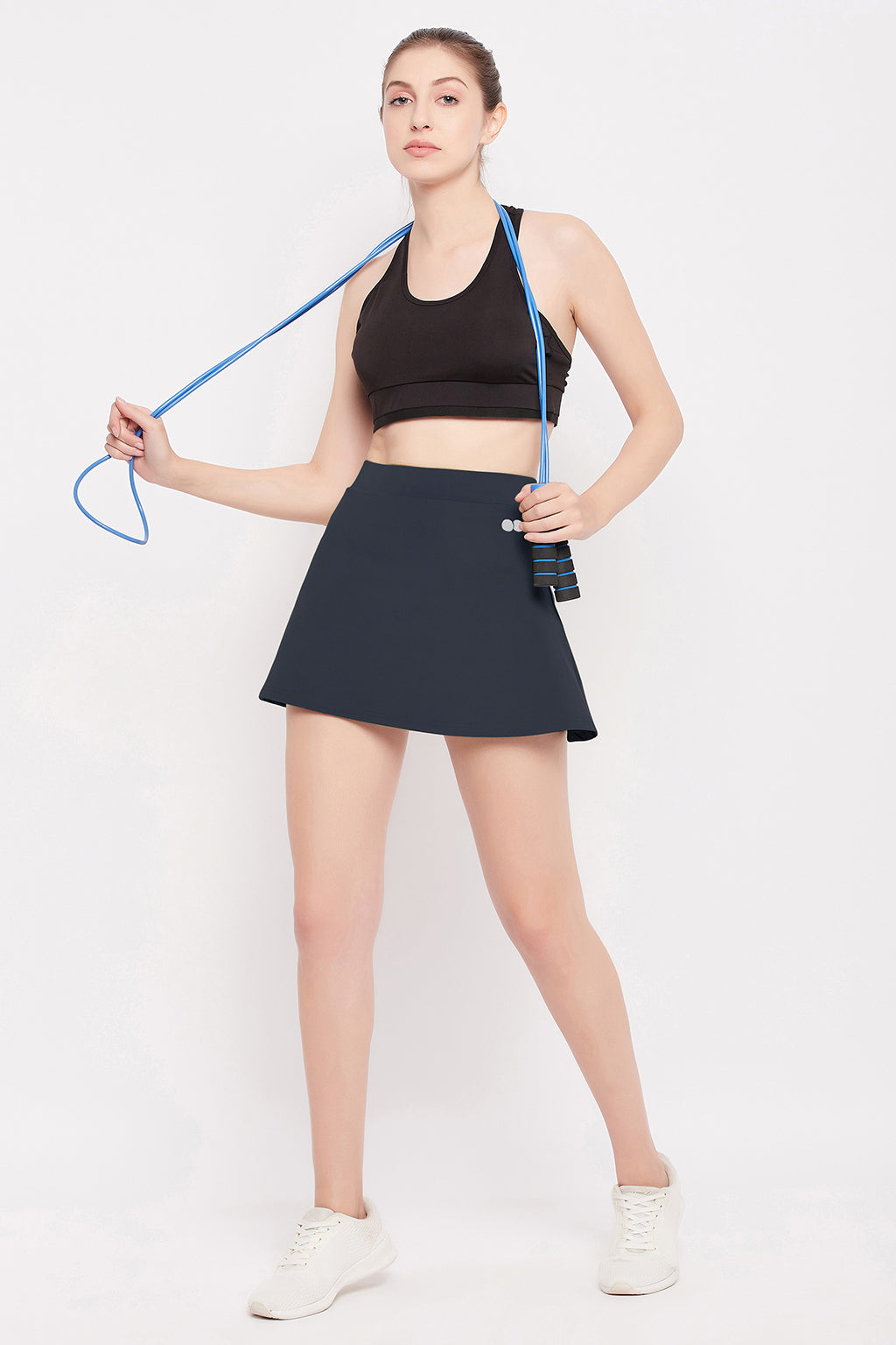 Dark Grey High-Rise Active Skirt with Attached Inner Shorts