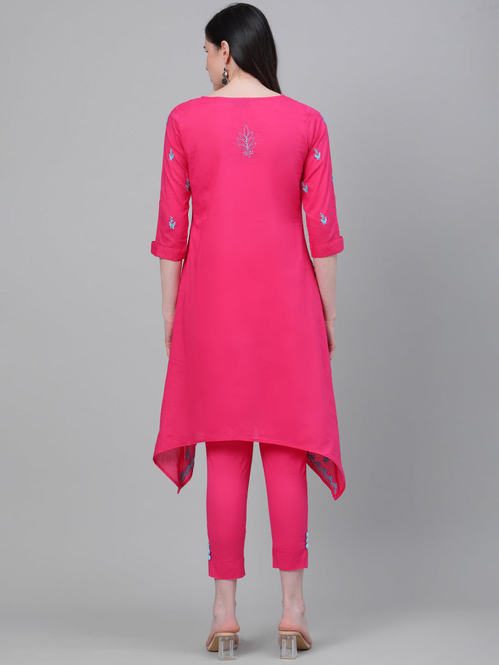 Dark-Pink-Cotton-Lucknow-Chikan-Kurta-Set