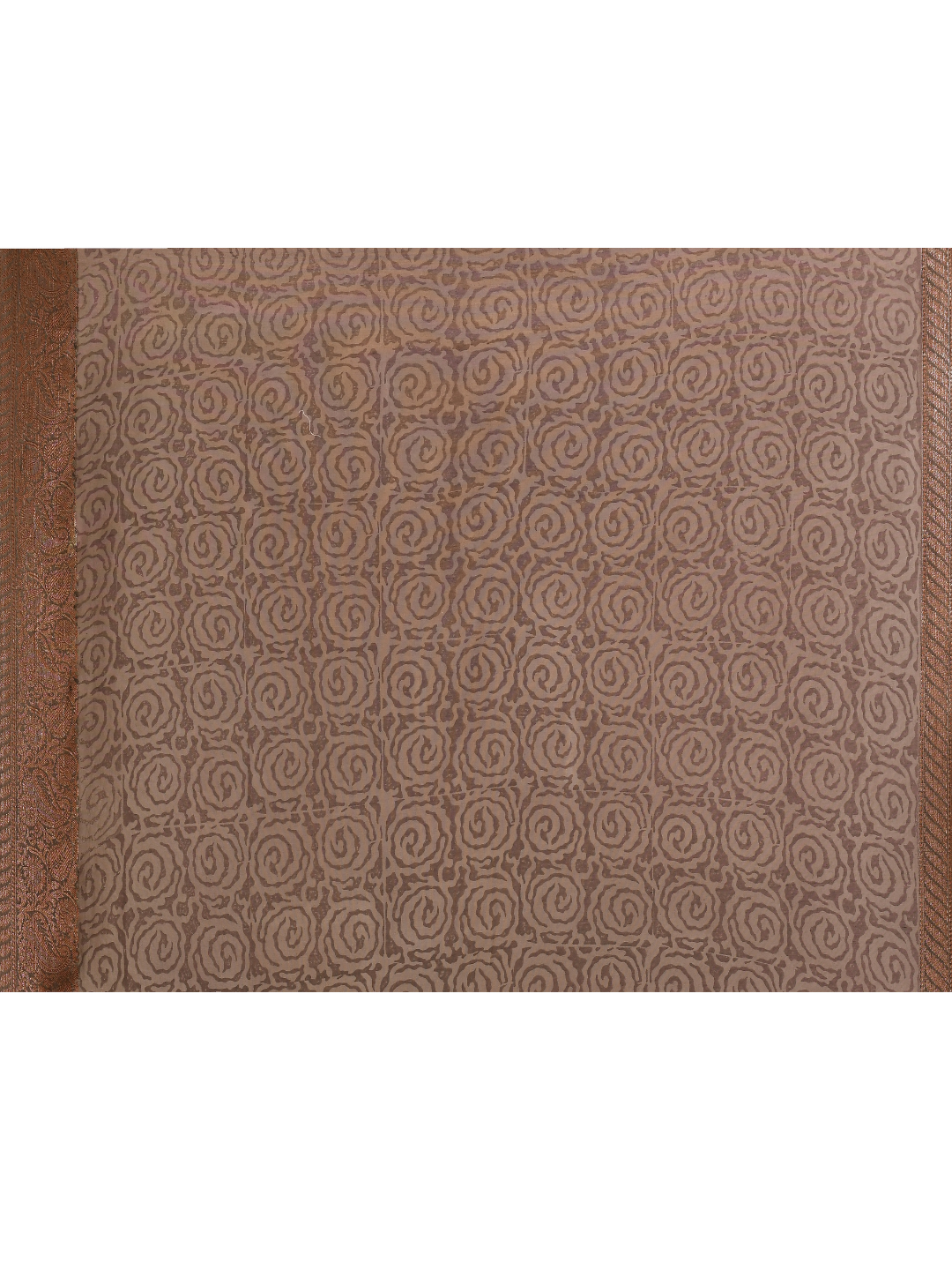 Deep Brown & Beige Printed Chanderi Saree