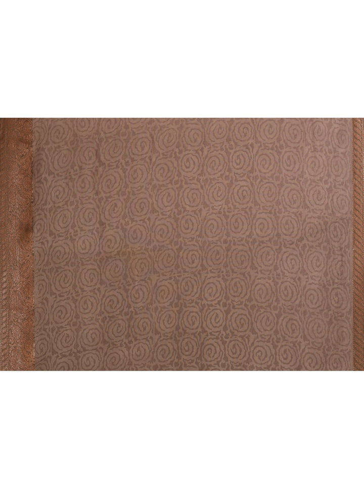 Deep Red & Beige Printed Chanderi Saree