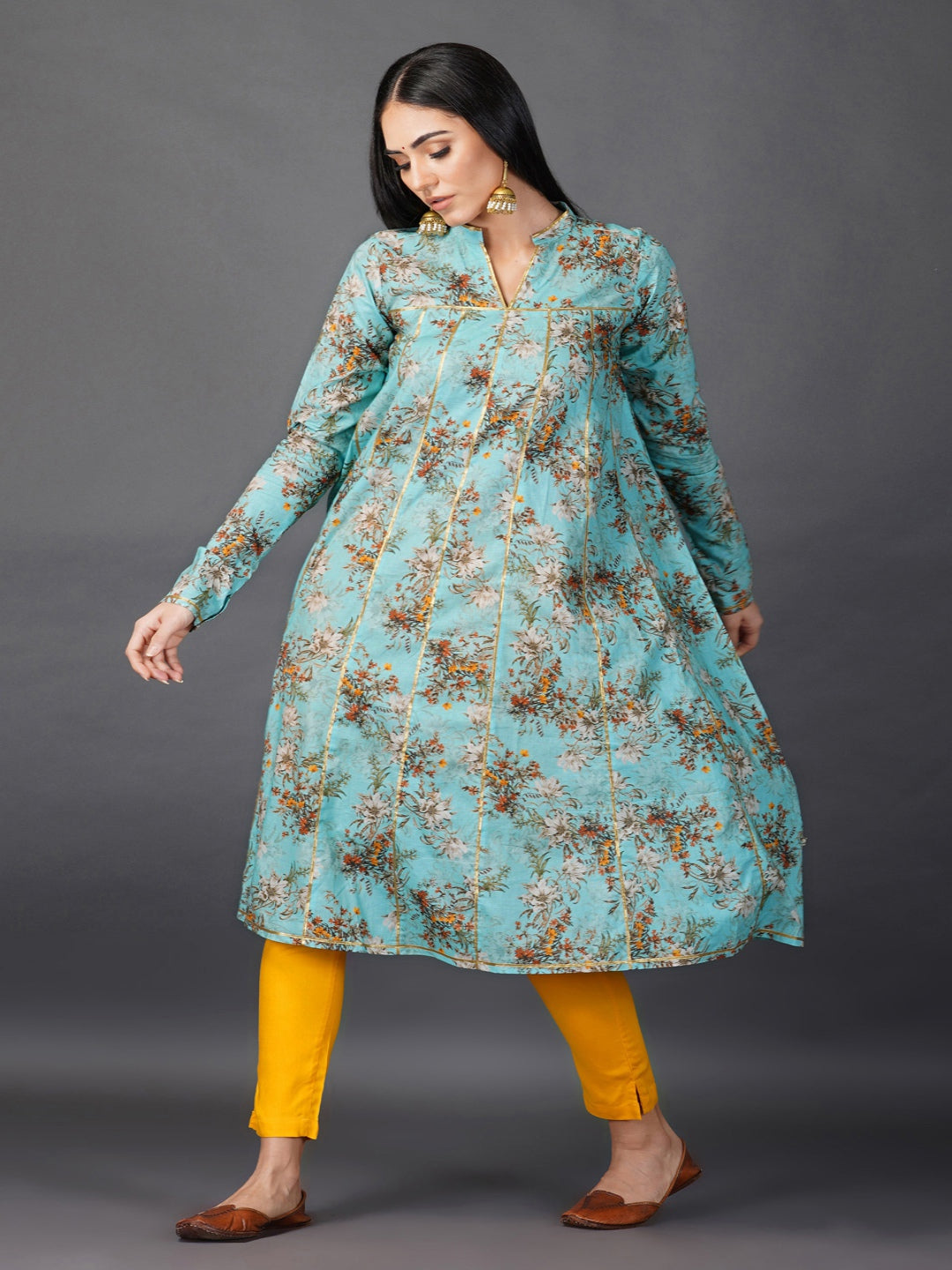 Digital-Printed-Kalidaar-Full-Sleeves-Kurta