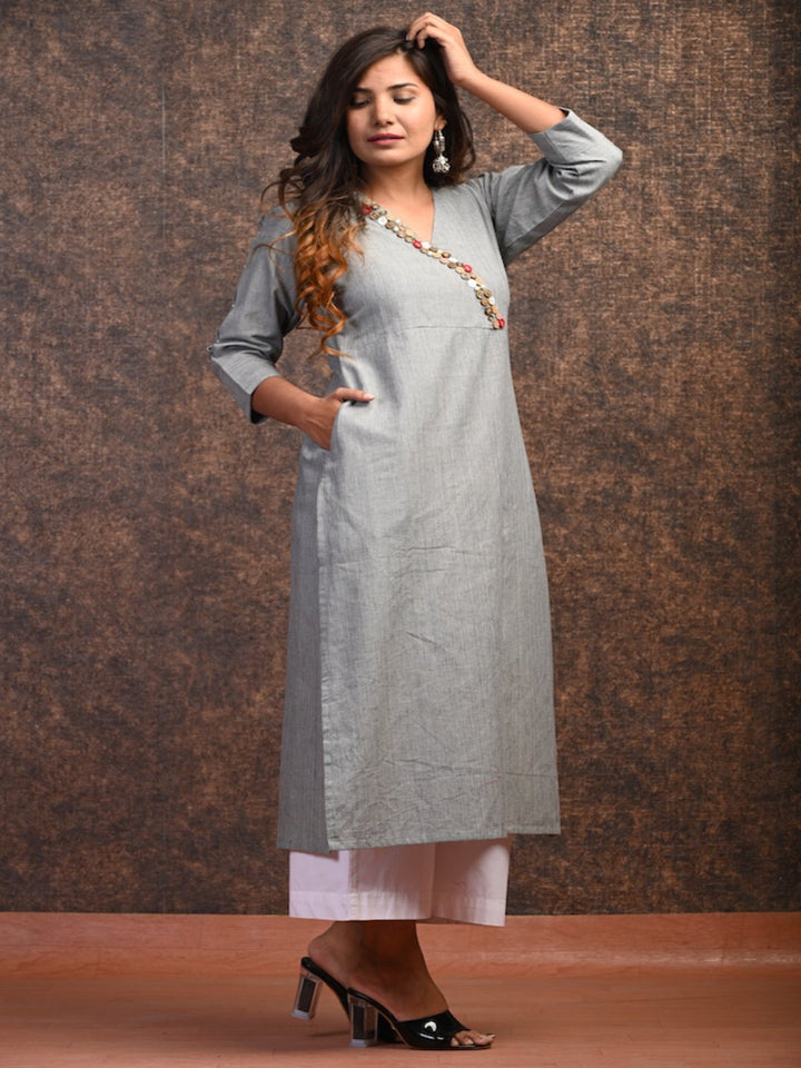 Dove Grey Cotton Kurta