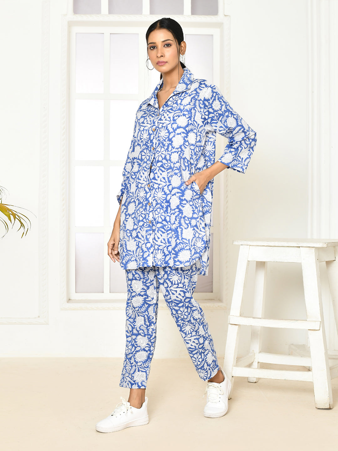 Eiley Cotton Hand-Printed Casual Boho Co-Ord Set
