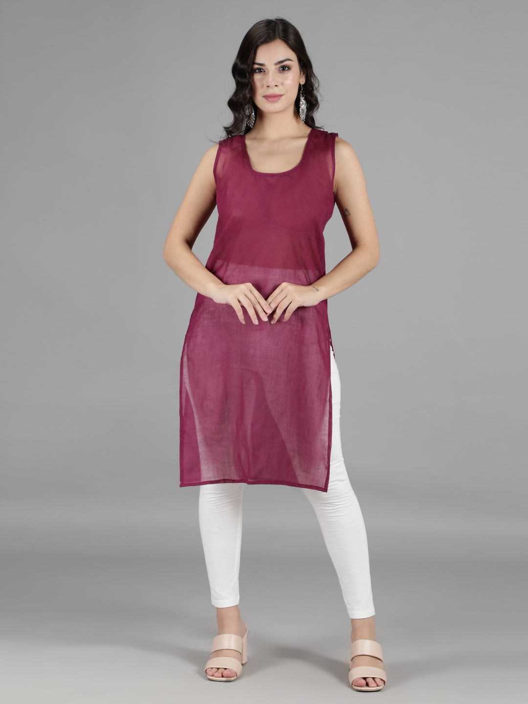 Embroidered-Burgundy-Lucknowi-Chikan-Kurti