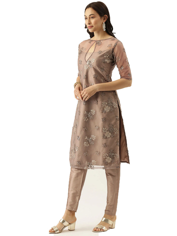 Embroidered-Grey-Top-&-Straight-Pant-Suit