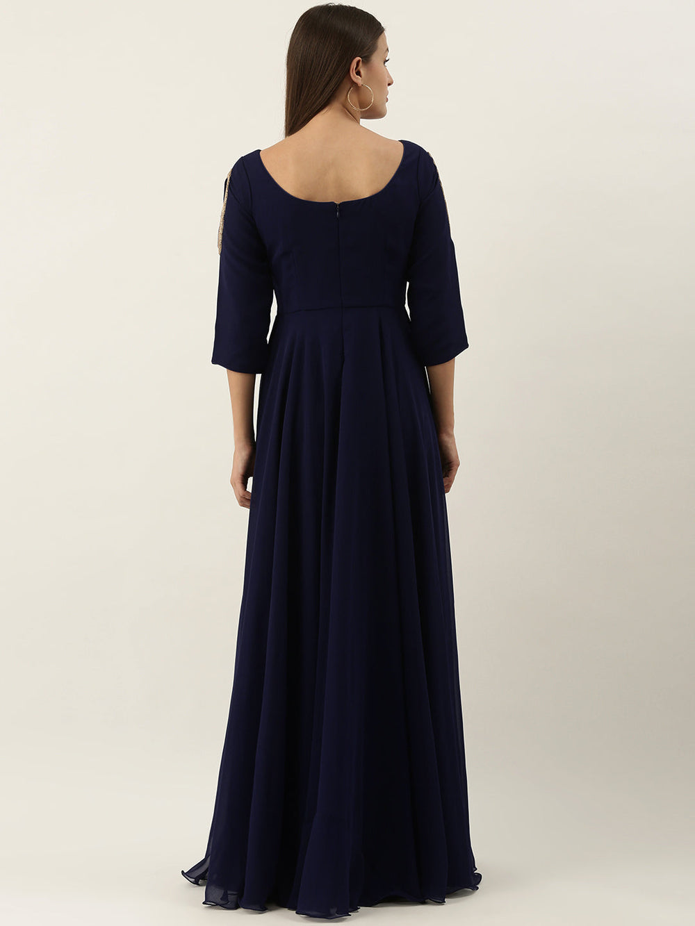 Embroidered-Navy-Blue-Georgette-Gown