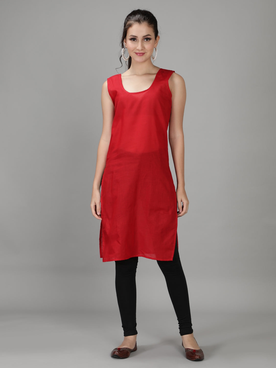 Embroidered-Red-Lucknowi-Chikan-Kurti