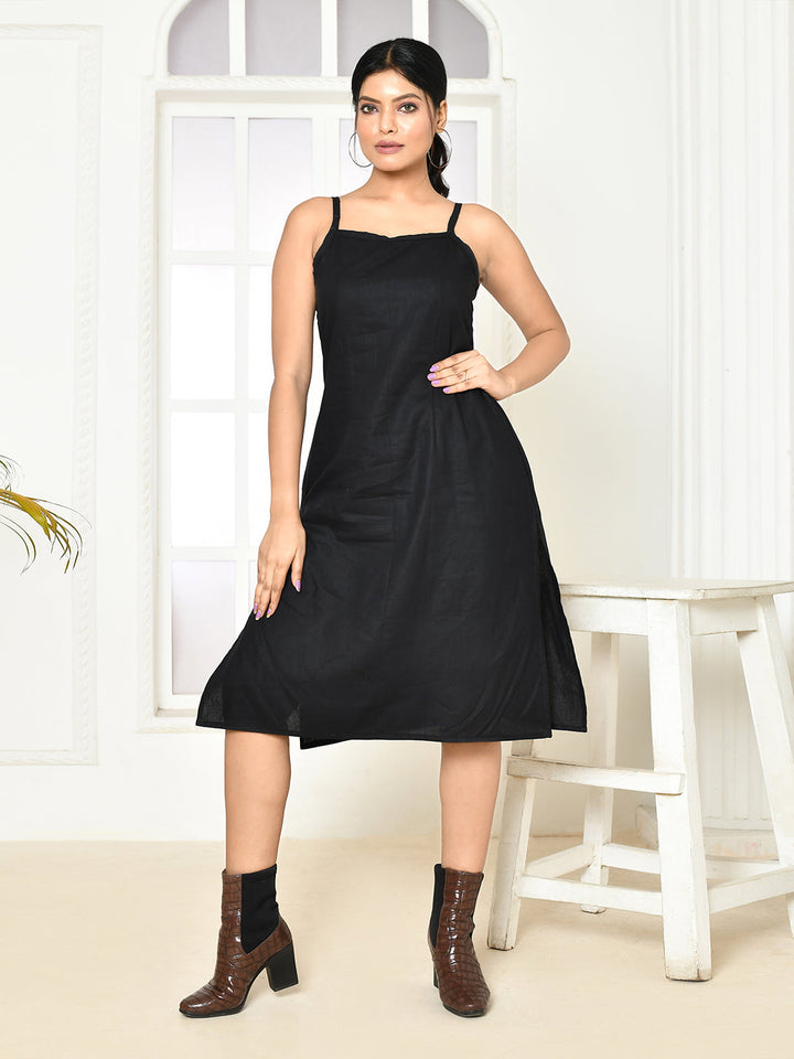 Erica The Little Black Handloom Cotton Striped Dress