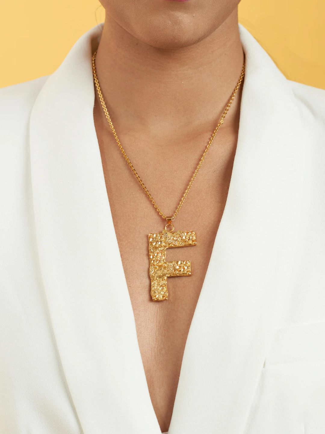 F-Initial Brass & 20 KT Gold Plated Pendant