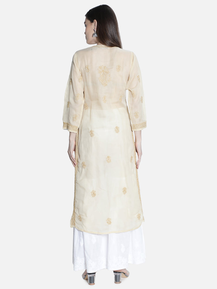 Fawn Chikan Kurta in Fawn Color Threadwork