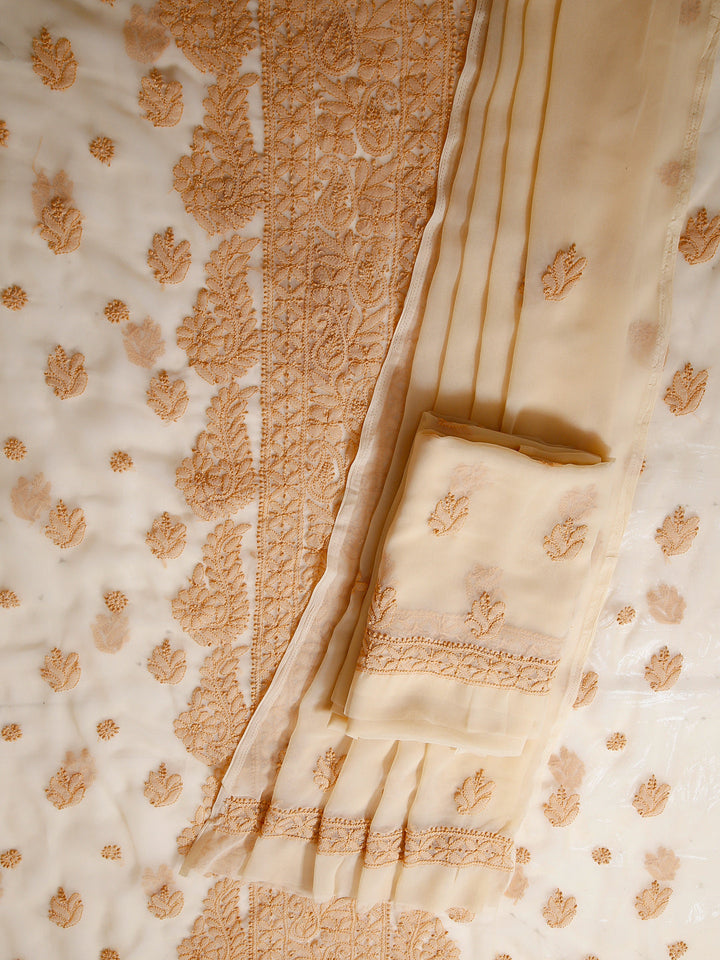 Fawn Chikankari Unstitched Dress Material