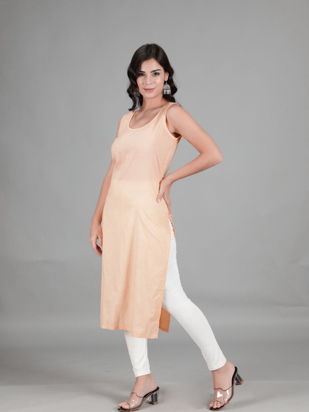 Fawn Cotton Long Slip for Chikankari Kurta