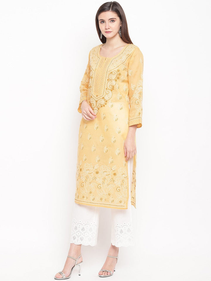 Fawn-Cotton-Lucknow-Chikan-Kurta