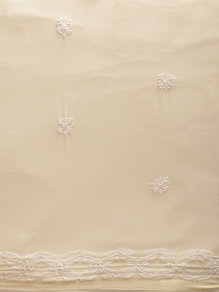 Fawn-Embroidered-Chikankari-Saree-With-Blouse