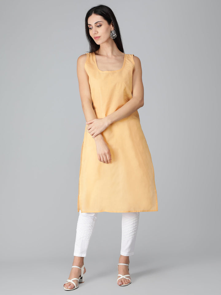 Fawn-Georgette-Chikankari-Kurta-with-Slip