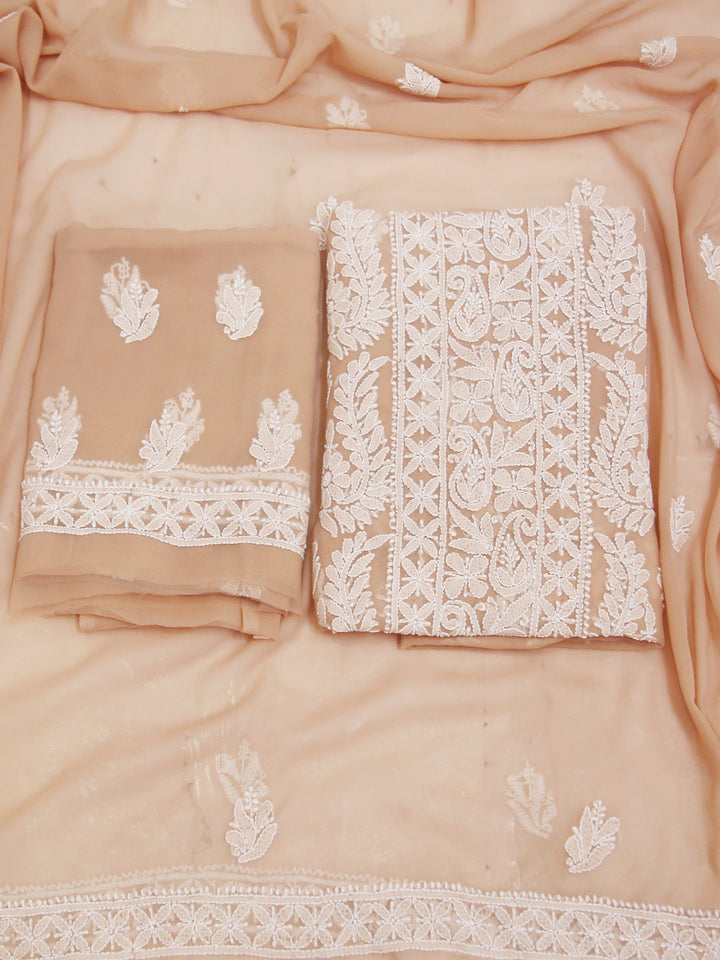 Fawn Chikankari Unstitched Dress Material