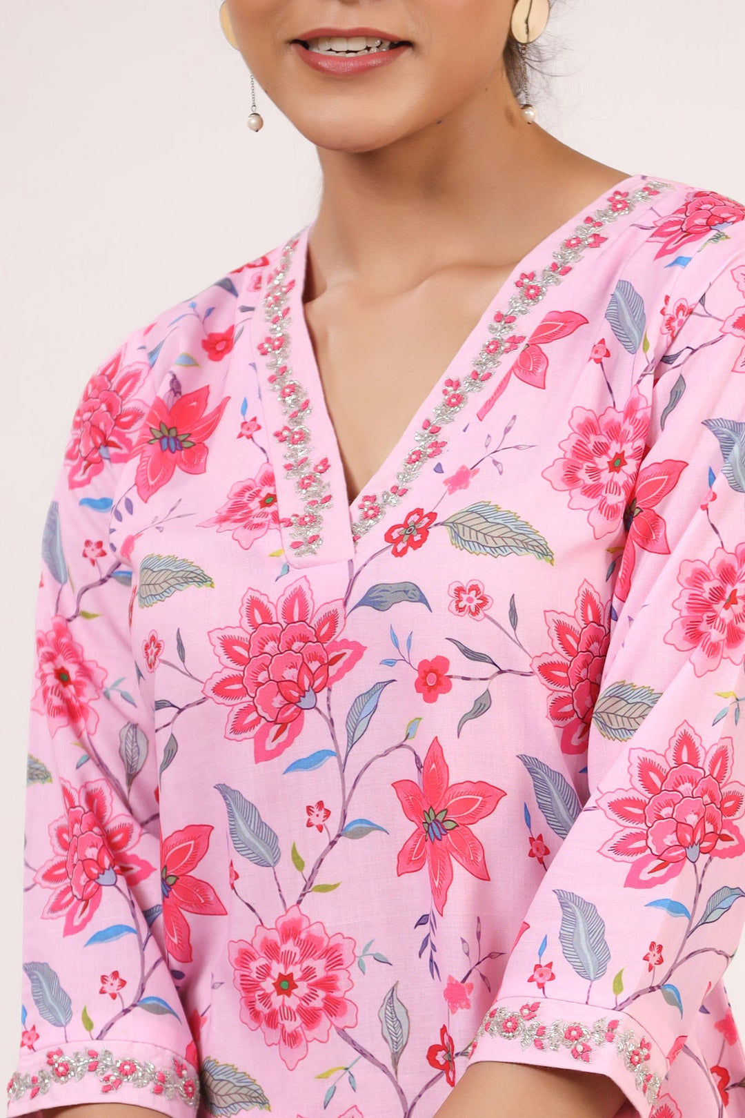 Flamingo Pink Daffy Cotton Co-Ord Set