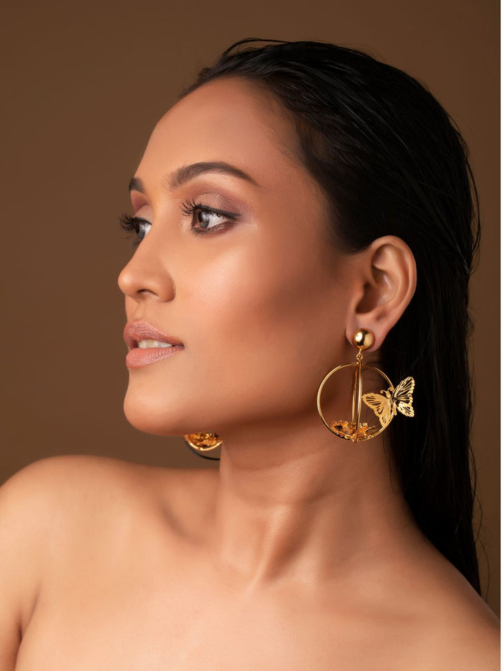 Fly Me High Brass and 20 KT Gold Plated Earring