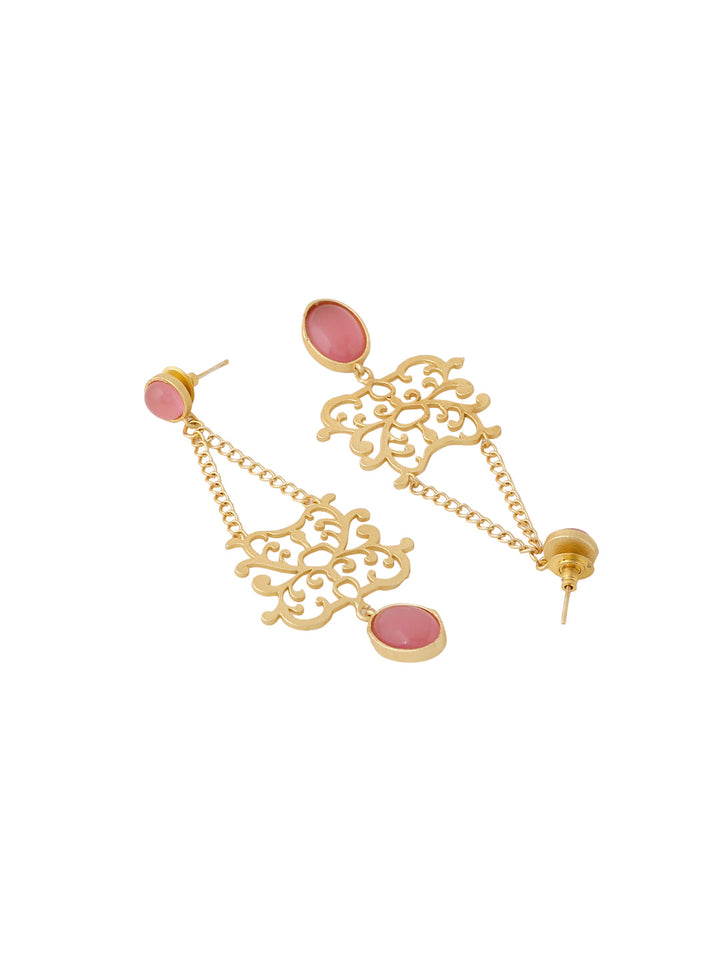 Gold-Matte Pink Latkans Earrings