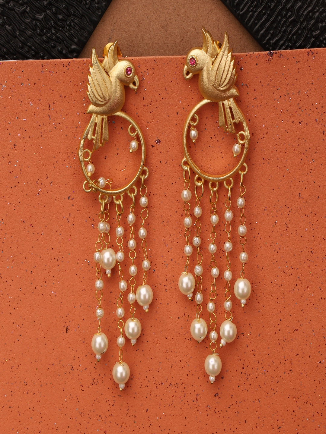 Golden Matte Finish Brass Jhumki Earrings
