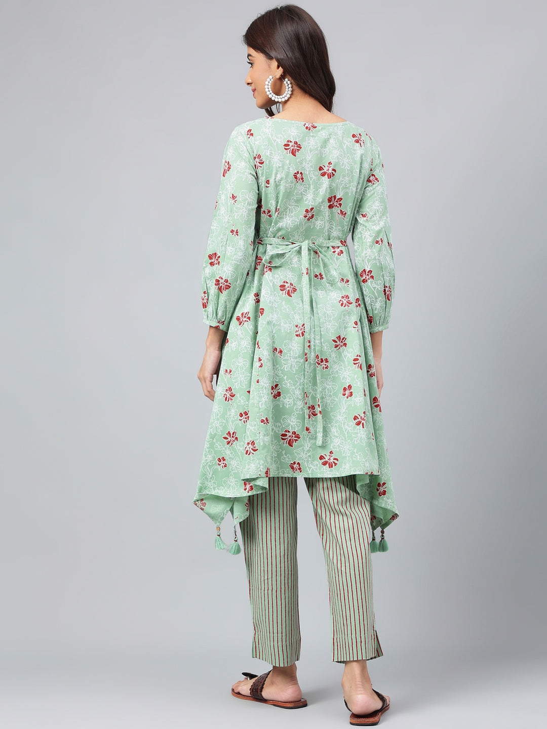 Green Cotton Floral Printed Everyday Wear Kurta Set