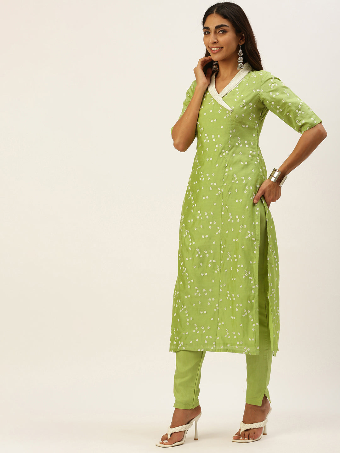 Green-Cotton-Foil-Printed-Narrow-Pant-Suit