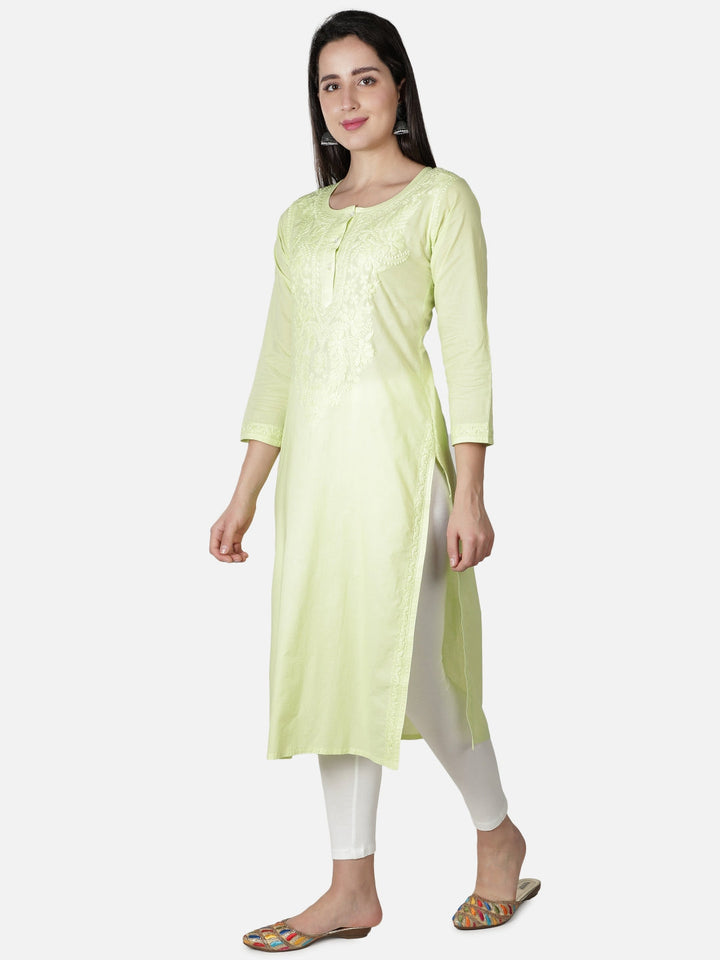 Green-Cotton-Lucknowi-Chikan-Kurti