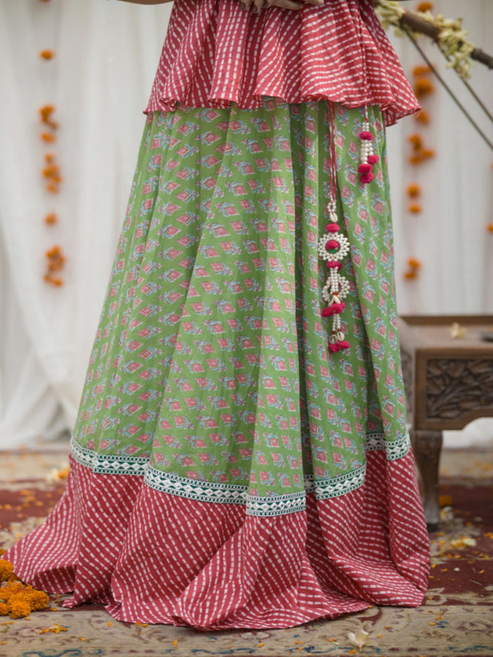 Pink-and-Green-Cotton-Angrakha-Skirt-Set