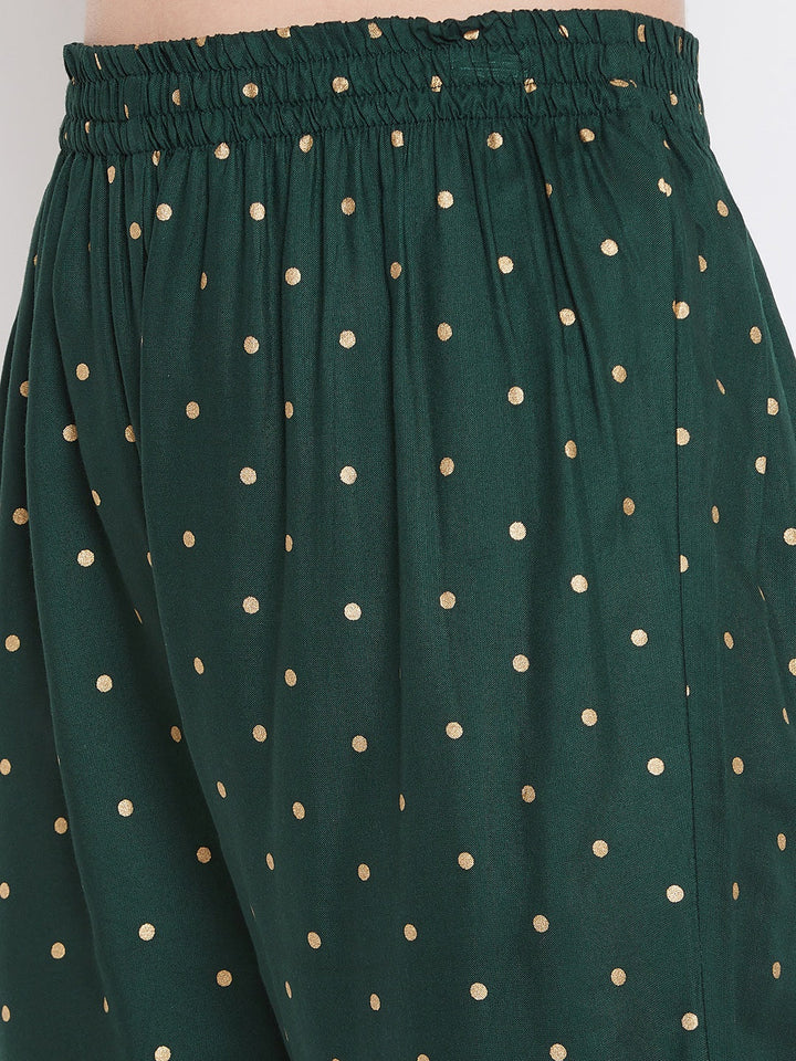 Green Embroidered Kurta With Trousers Dupatta