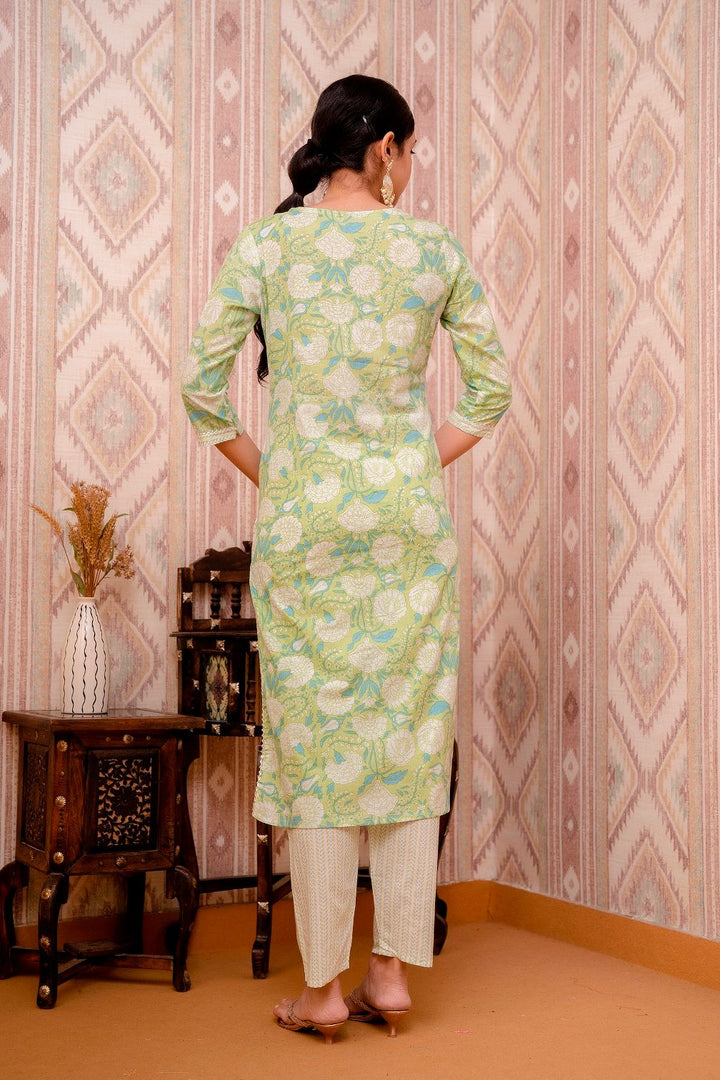 Green-Embroidered-Long-Straight-Cotton-3-Piece-Kurta-Set
