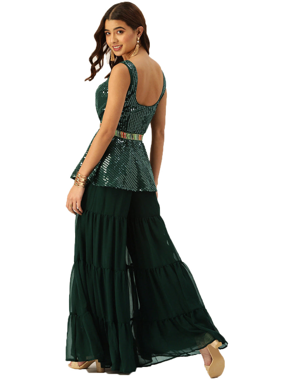 Green-Embroidered-Peplum-Top-&-Palazzo-Set