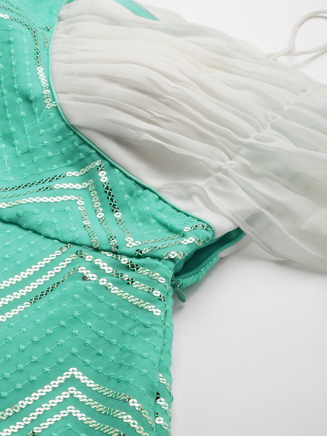 Green-Georgette-Embroidered-One-Shoulder-Gown