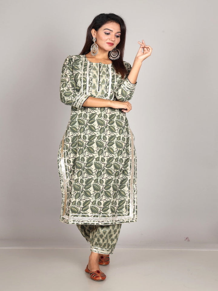 Jade Green Kurta Dupatta & Afghani Pants Set