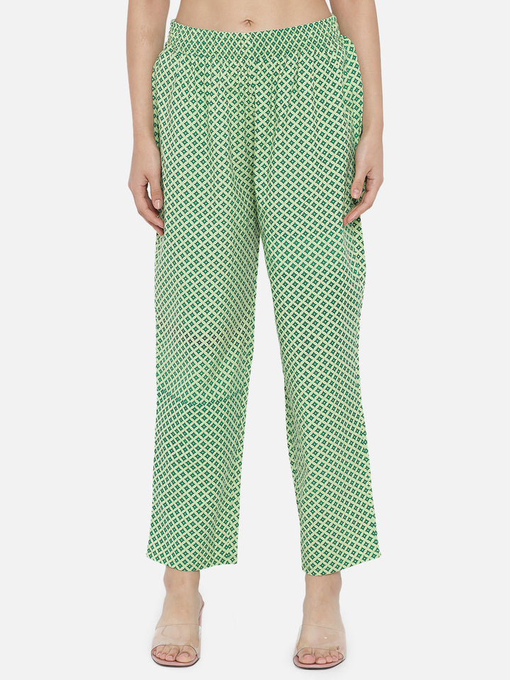 Green Motifs Printed Kurta Set & Dupatta
