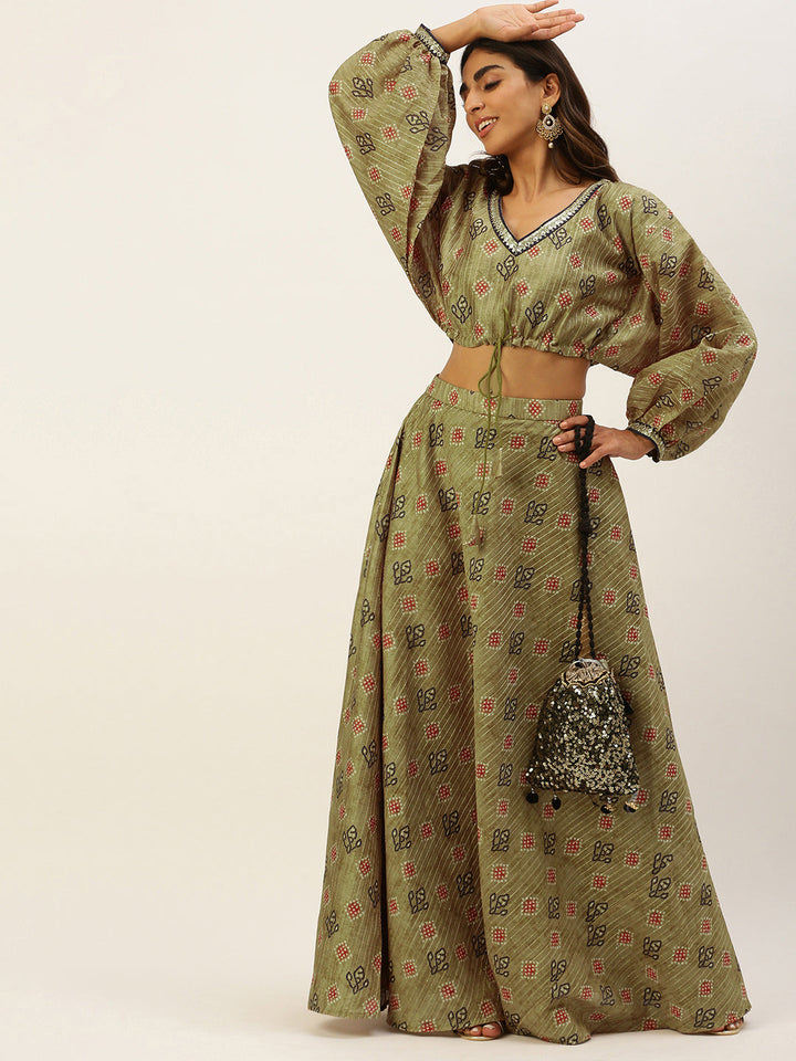 Green-Printed-Art-Silk-Co-Ords-Set